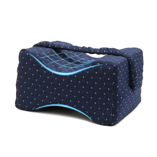 Coussin pour genoux avec sangles en mousse à mémoire de forme pour dormeurs sur le côté.